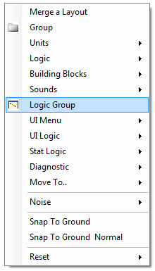 Selecting Logic Group object from right-click menu